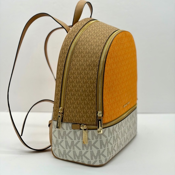 Michael Kors Rhea Medium Color-Block Signature Logo Backpack - Picture 13 of 14